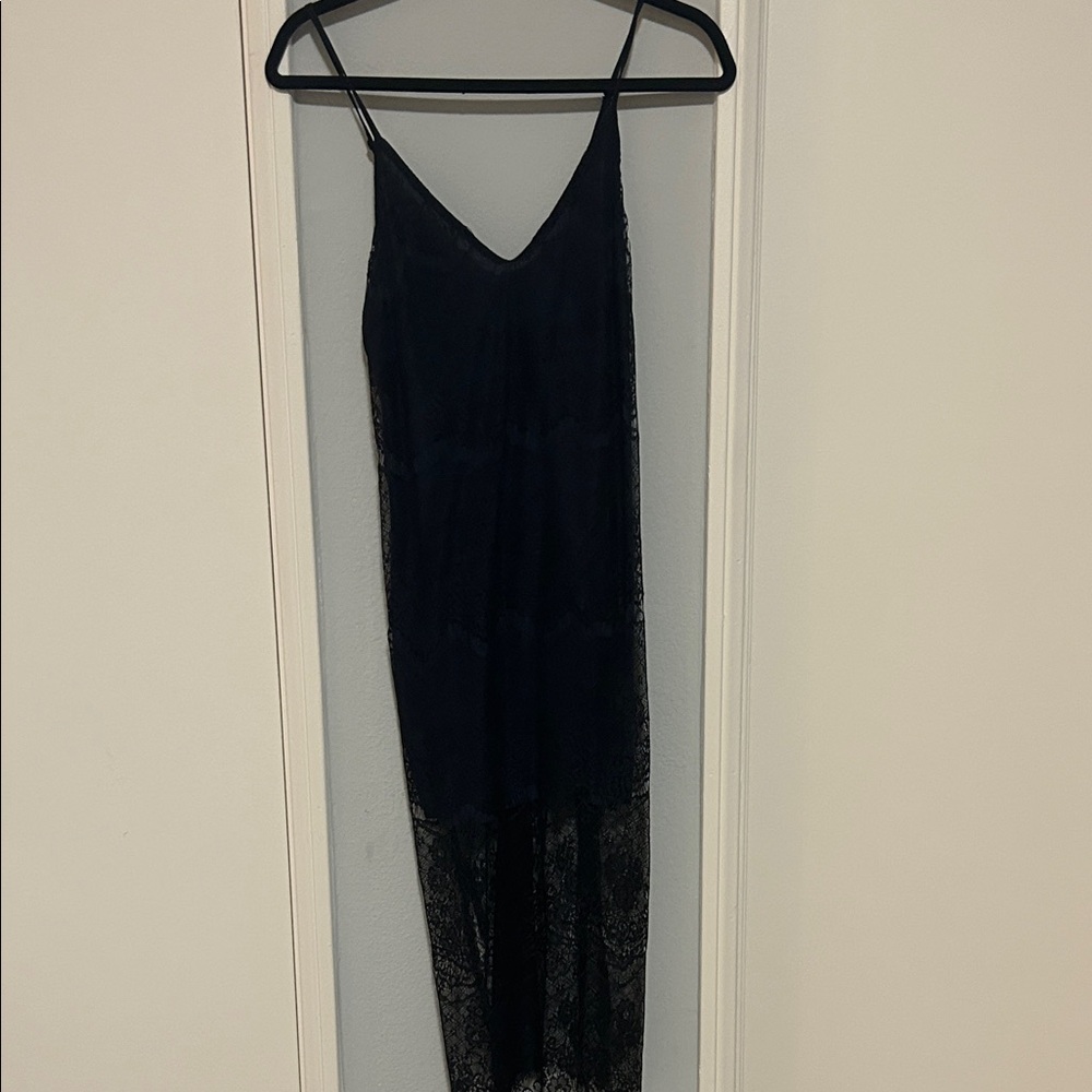 Lush Black Lace Slip Dress
